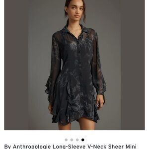 Anthropologie Black Asymmetrical Ruffled Sheath Dress